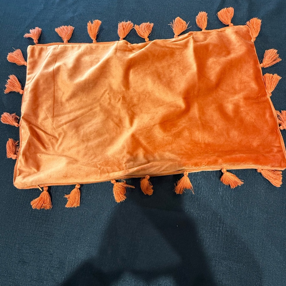 Miulee Boho Orange Tassel Throw Pillow Cover 19x11 unstuffed